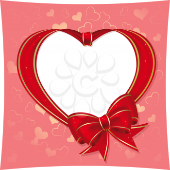 Royalty Free Clipart Image of a Bow Heart Frame