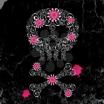 Royalty Free Clipart Image of an Emo Background With a Skull and Crossbones