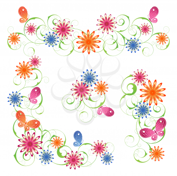 Royalty Free Clipart Image of a Flower and Butterfly Frame