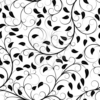 Royalty Free Clipart Image of a Background of Leaves and Swirls