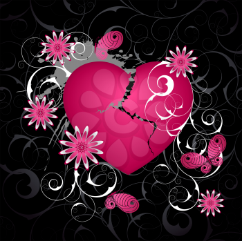 Royalty Free Clipart Image of a Heart Background on Black