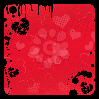 Royalty Free Clipart Image of a Grunge Background With Hearts