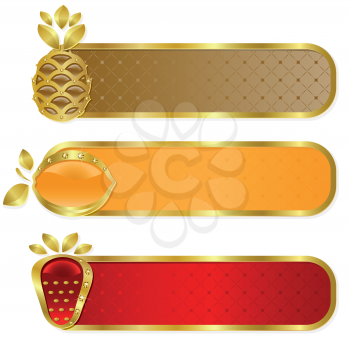 Royalty Free Clipart Image of a Set of Fruit Banners