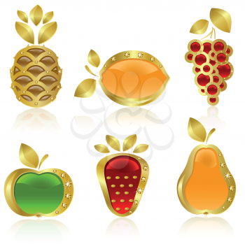 Royalty Free Clipart Image of a Set of Fruit