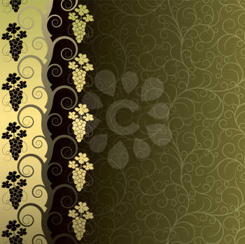 Royalty Free Clipart Image of a Grapevine Background and Border