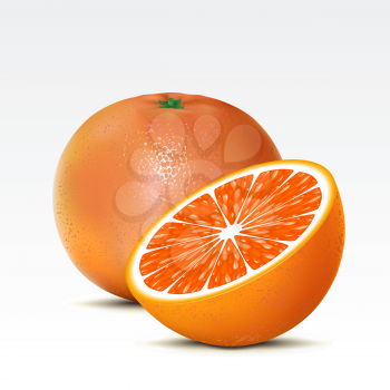 Royalty Free Clipart Image of a Grapefruit and a Half
