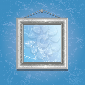 Royalty Free Clipart Image of a Silver Frame on a Wall