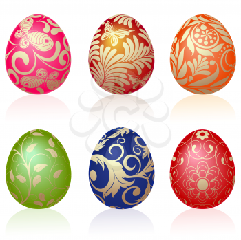 Royalty Free Clipart Image of Coloured Eggs