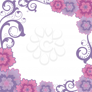 Royalty Free Clipart Image of a Flower and Flourish Frame