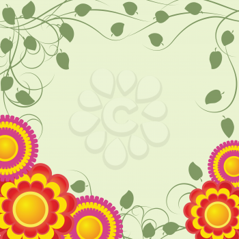 Royalty Free Clipart Image of a Flower and Leaf Background
