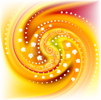 Royalty Free Clipart Image of an Autumn Leaf Swirl Background