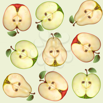 Royalty Free Clipart Image of Cut Apples