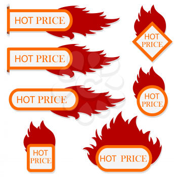 Burning with fire design sale stickers and tags. 