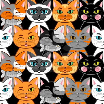 Seamless with different cats (can be repeated and scaled in any size)