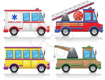 Royalty Free Clipart Image of a Group of Trucks