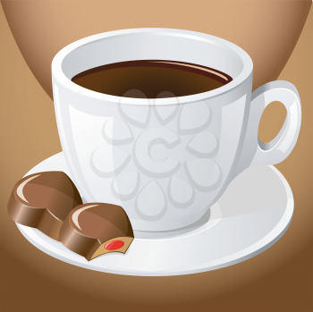 Royalty Free Clipart Image of Coffee and Candies
