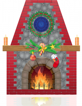Royalty Free Clipart Image of a Christmas Fireplace