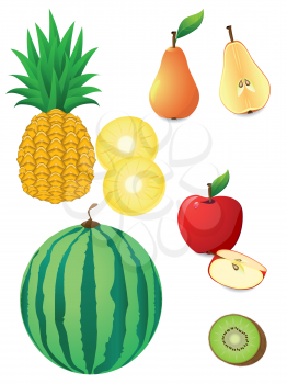 Royalty Free Clipart Image of a Variety of Fruits
