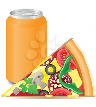 Royalty Free Clipart Image of a Pizza and Drink