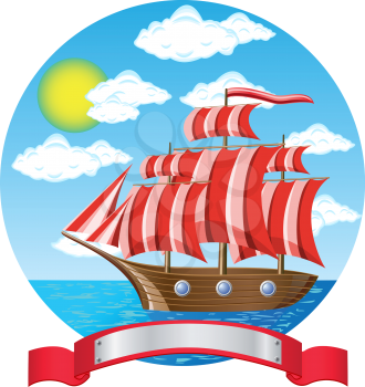 Royalty Free Clipart Image of an Old Wooden Ship