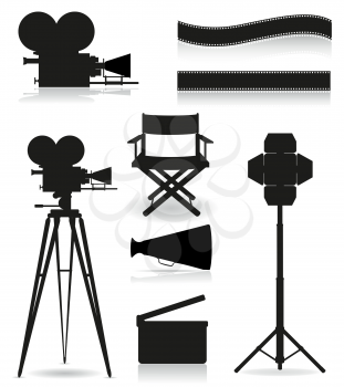 Royalty Free Clipart Image of a Cinematography Silhouettes