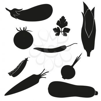 Royalty Free Clipart Image of a Set of Vegetable Silhouettes