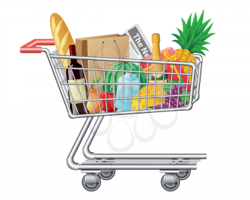 Royalty Free Clipart Image of a Full Shopping Cart