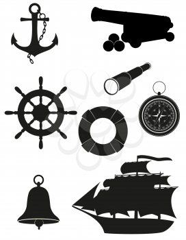 Royalty Free Clipart Image of a Sea Silhouattes