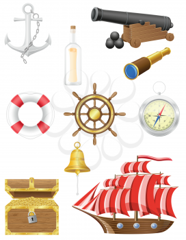 Royalty Free Clipart Image of a Set of Nauticle Objects