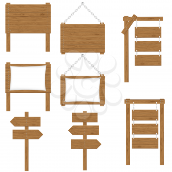 Royalty Free Clipart Image of a Wooden Sign Set