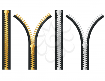 Royalty Free Clipart Image of a Zipper Set