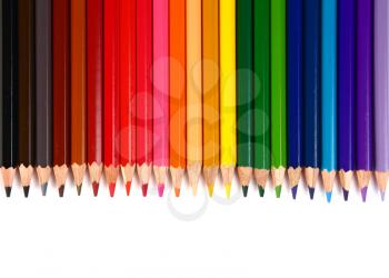 crayons coloured pencils isolated on white background