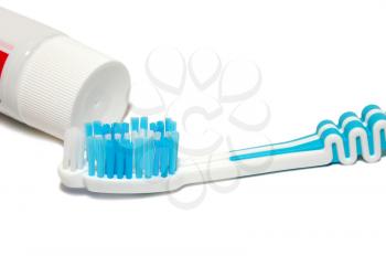 tooth-brush and paste  isolated on the white background