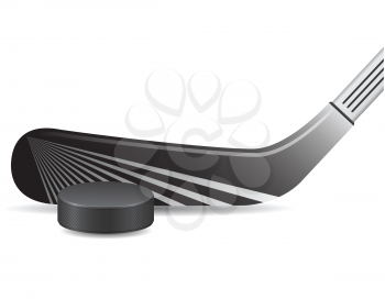 hockey stick and puck vector illustration isolated on white background
