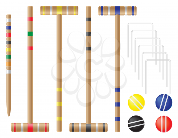 set equipment for croquet vector illustration isolated on white background