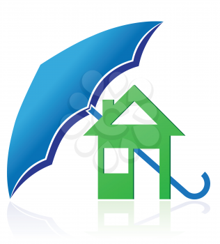 Royalty Free Clipart Image of an Umbrella and House