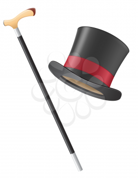 Royalty Free Clipart Image of a Top Hat and Walking Stick
