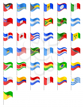 flags North and South Americas countries vector illustration isolated on white background