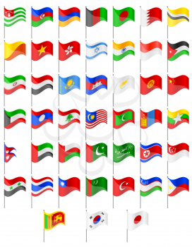 flags of Asia countries vector illustration isolated on white background