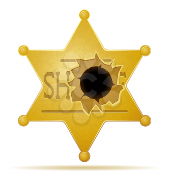 sheriff star with a bullet hole vector illustration isolated on white background
