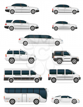 set of cars for the transportation passengers vector illustration isolated on white background