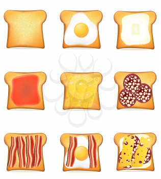 set icons toast vector illustration isolated on white background