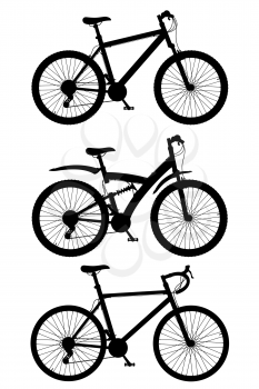 set icons sports bikes black silhouette vector illustration isolated on white background