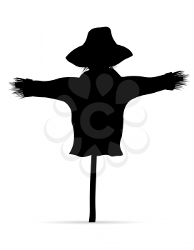 scarecrow black silhouette vector illustration isolated on white background