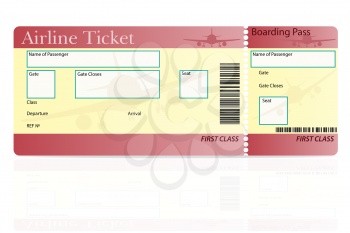 airline ticket first class vector illustration isolated on white background