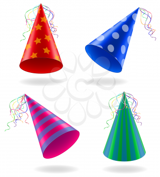 set icons cap for birthday celebrations vector illustration isolated on white background