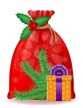 red christmas bag santa claus vector illustration isolated on white background
