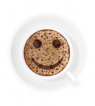 cup of coffee crema and smiley symbol vector illustration isolated on white background