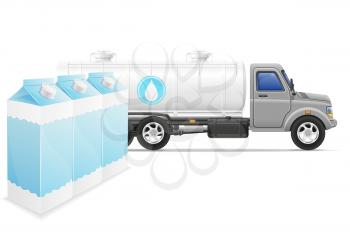 cargo truck delivery and transportation of milk concept vector illustration isolated on white background