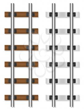 railway rails wooden and concrete sleepers vector illustration isolated on white background